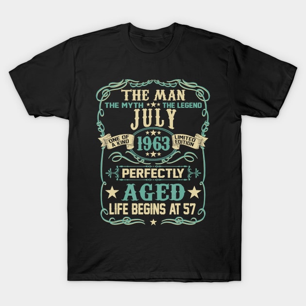 57th Birthday Gift The M57th Birthday Gift The Man Myth Legend Born In JULY 1963 T-Shirtn Myth Legend Born In JULY 1963 T-Shirt T-Shirt by Hot food